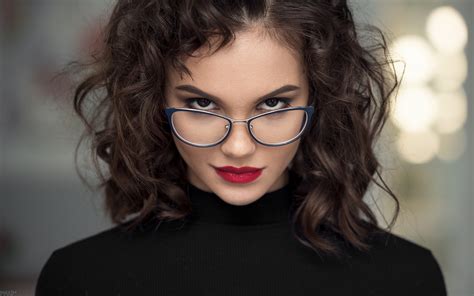 Download Stare Lipstick Brown Eyes Brunette Glass Model Woman Face Hd Wallpaper By Maxim Guselnikov