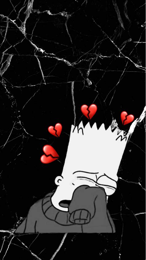 Broken Heart Bart Simpson Sad Wallpaper