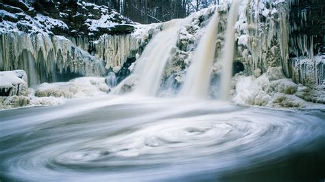 Free Images Nature Waterfall Snow Cold Winter Frost River