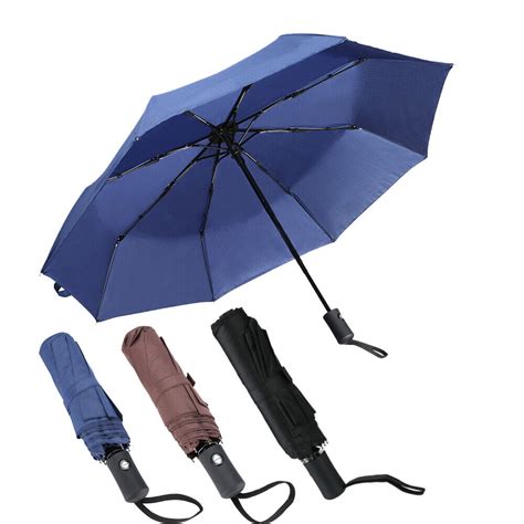 Travel Automatic Umbrella 3 Folding Compact Rain Windproof Auto Open