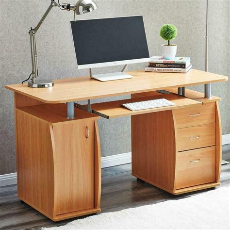 Natural 3 Tier Computer Office Desk Affordable Modern Design