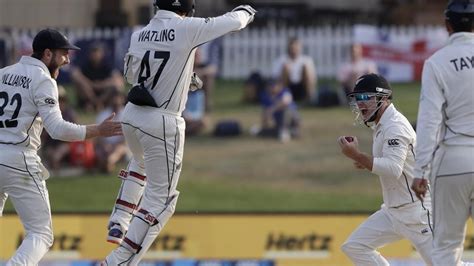 New zealand's colin de grandhomme, left, is congratulated by teammates after dismissing england's dom sibley during play on day one of the first cricket test between england and new zealand at bay oval in mount maunganui, new zealand, thursday, nov. New Zealand vs England 1st Test Day 5 Live score: Follow ...
