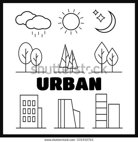 Urban Line Icons Urban Landscape Linear Stock Vector Royalty Free