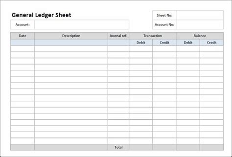 Monthly ledger for income and expenses balance on hand at the beginning of the month: General Ledger Sheet Template | Double Entry Bookkeeping ...