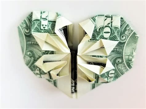 Dollar Bill Origami Heart With Flower Fave Mom