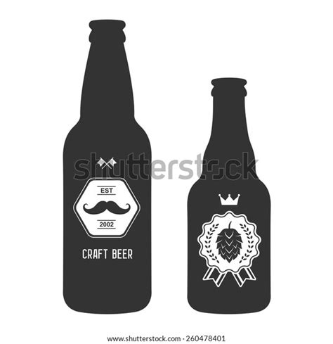 Set Vintage Craft Beer Bottles Brewery Stock Vector Royalty Free