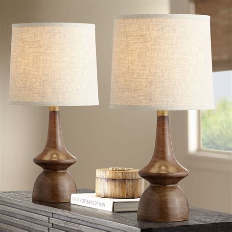 360 Lighting Mid Century Modern Table Lamps Set Of 2 Walnut Wood Off
