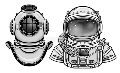 Human Inventions Ancient Diving Helmet Astronaut`s Suit Past And
