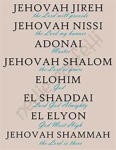 Names Of God Printable