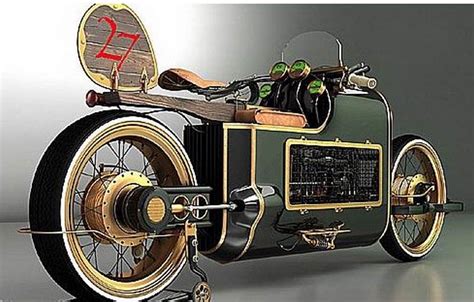 Template steampunk design for card. Russian Steampunk bike | wordlessTech