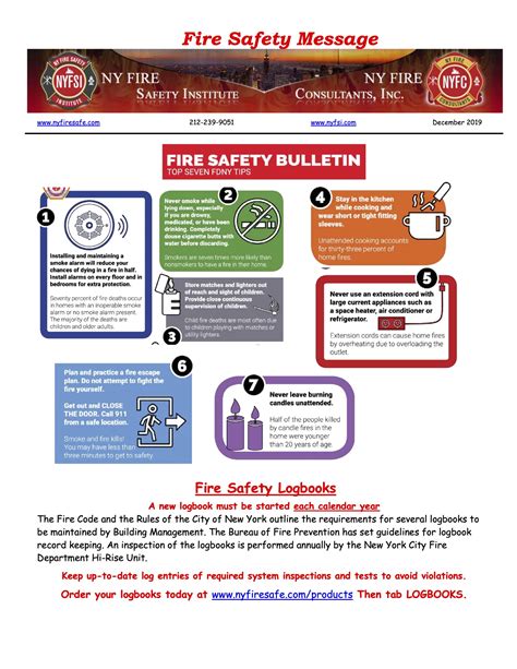 December 2019 Fire Safety Message Ny Fire Consultants Inc