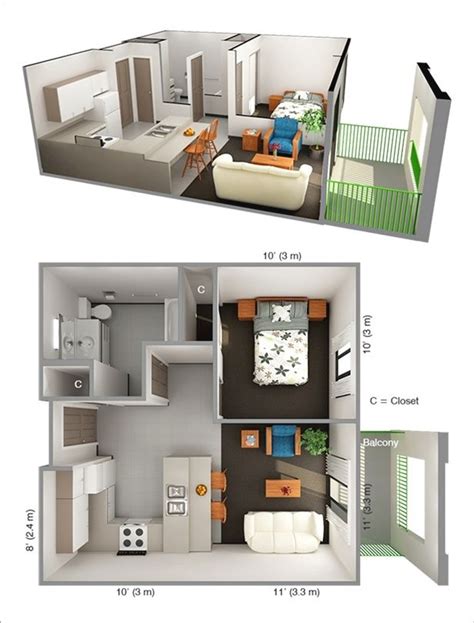 10 Ideas For One Bedroom Apartment Floor Plans One Bedroom House