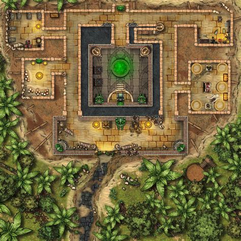 Battlemap 40x40 Yuan Ti Temple In The Jungle Interior And Pyramid