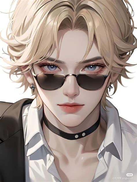 An Anime Character With Blonde Hair And Sunglasses
