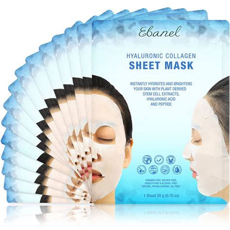 ebanel 15 pack collagen face mask instant brightening hydrating face sheet mask