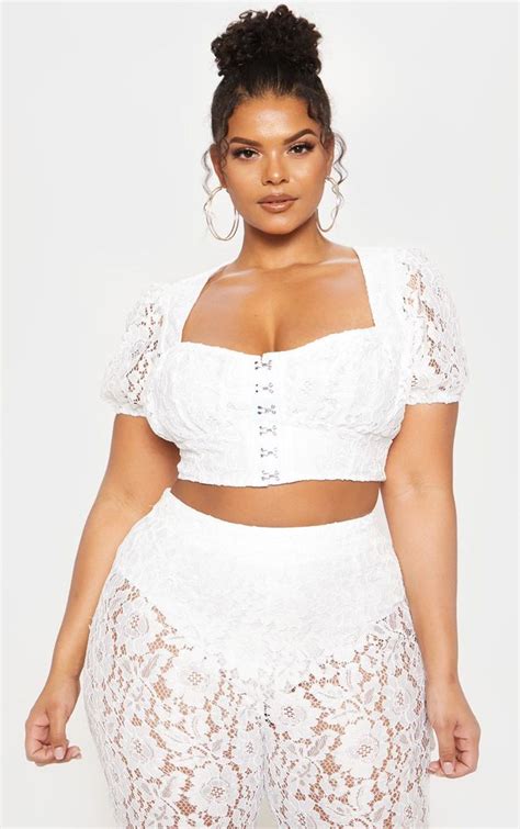 white lace puff sleeve hook eye crop topthis crop top is giving us some serious feminine vibes