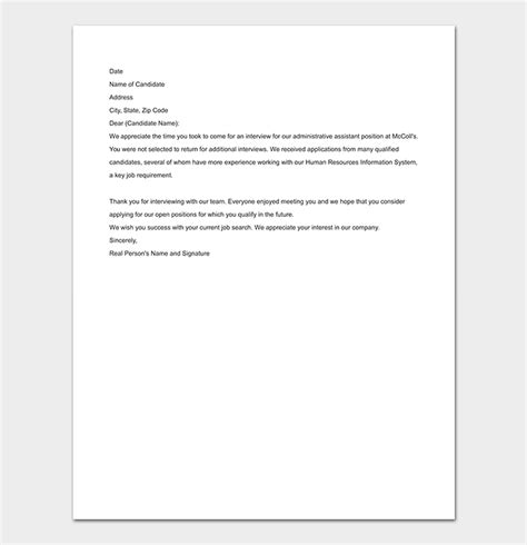 Rejection Letter Template 38 Free Samples And Formats