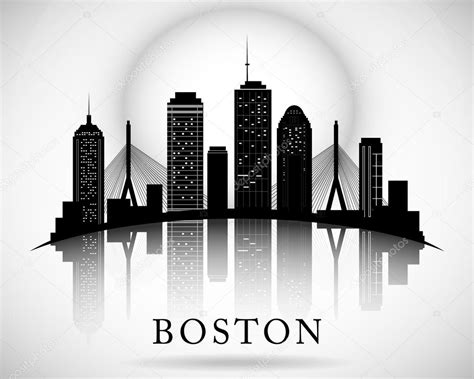 Boston Massachusetts City Skyline Outline Silhouette Vector Svg Eps 