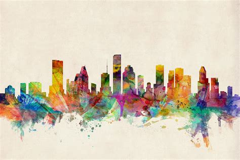Houston Texas Skyline Digital Art By Michael Tompsett