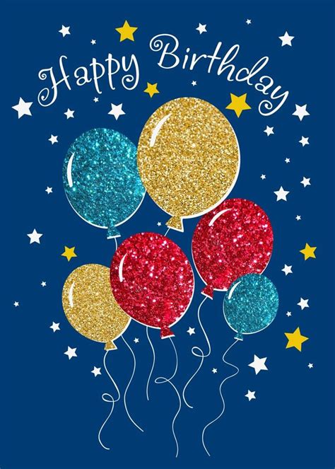 Glitter Balloons Birthday Happy Birthday Wishes Cards Happy Birthday