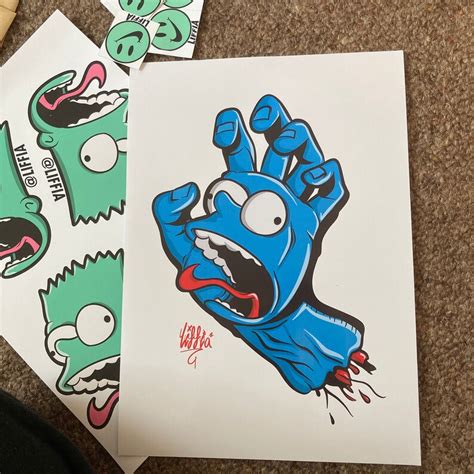 Bart Simpson Screaming Skateboard Hand A4 Glossy Poster Print Etsy
