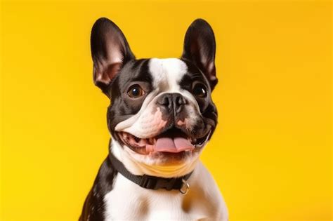 Premium Ai Image Happy Puppy Dog Smiling Isolated On Isolated Yellow