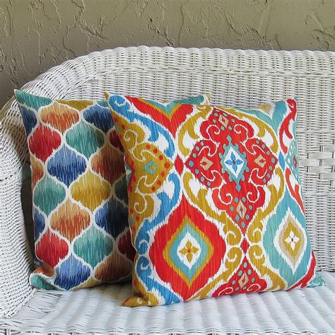 Colorful Outdoor Throw Pillow Cover Multi Color Outdoor Etsy