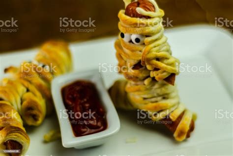 Sausage Mummies In Dough Scary Halloween Food Celebration Party With