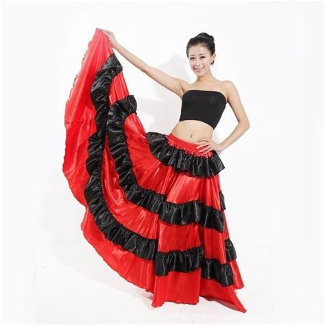 women belly dance 360 degree circle big skirt costume spanish dances bull skirt flamenco wish