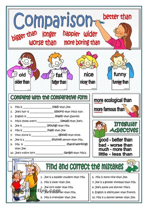 Worksheets On Comparison Of Adjectives