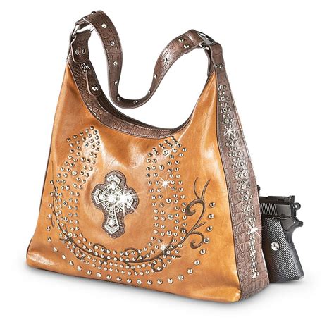 Western Concealment Purse with Cross Bling, Brown - 581871, Purses ...