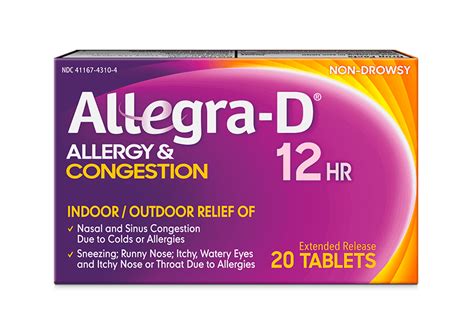24 Hour Tablets Allegra D® Allergy And Congestion Relief Medicine