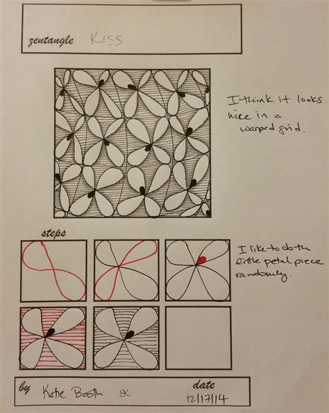 See step 1 to learn how to start creating your own zentangle drawing.1 x research source. Kiss pattern steps | Zentangle patterns, Tangle patterns, Tangle pattern