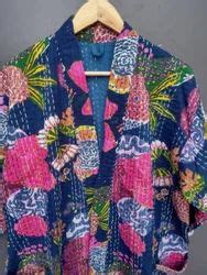 Kantha Jacket Kimono Indian Long Kimono Print Bath Robe Kimonos