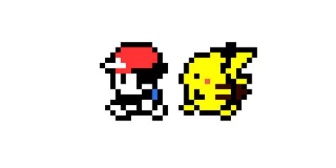 Red And Pikachu Walking Pokemon Yellow Pixel Art