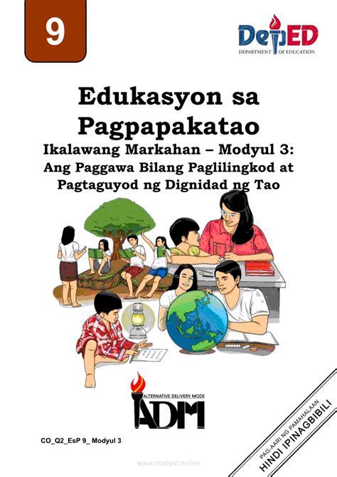 Edukasyon Sa Pagpapakatao 9 Ikalawang Markahan Modyul 3 Ang Paggawa