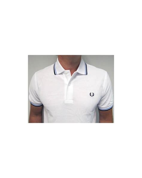 Fred Perry Twin Tipped Polo Shirt Whitesky Bluenavy Fred Perry Mens