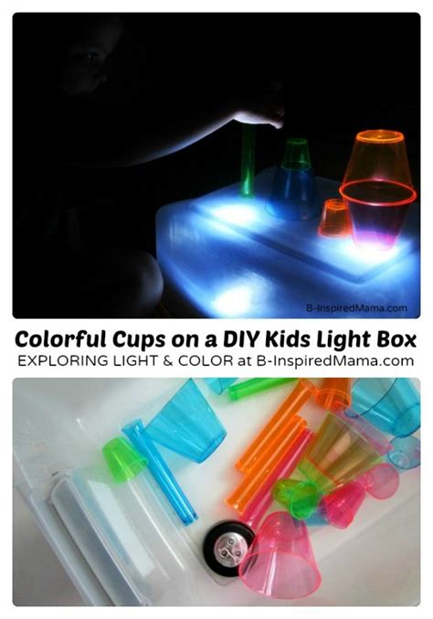 Colorful Cups On A Diy Kids Light Box • B Inspired Mama
