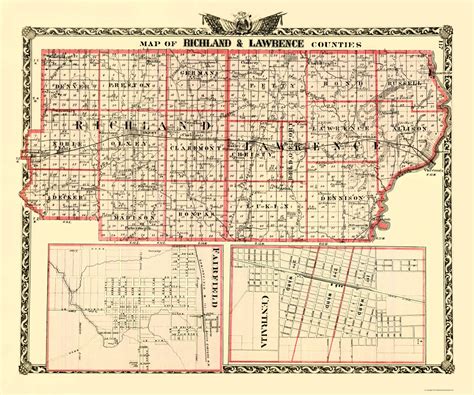 Old County Maps Richland And Lawrence Counties Illinois Landowner Il