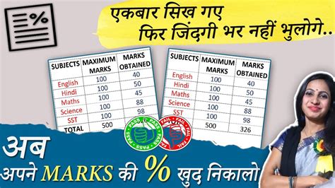 exam ke marks ki percentage kaise nikale in hindi how to calculate percentage of marks