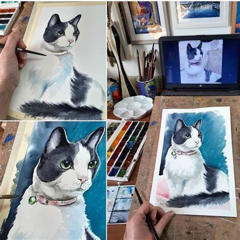 Lady Tuxedo Cat Painting By Dora Hathazi Mendes Cat Painting Cat