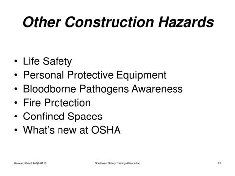 Ppt Safety Training For The Osha Focus Four And Other Construction