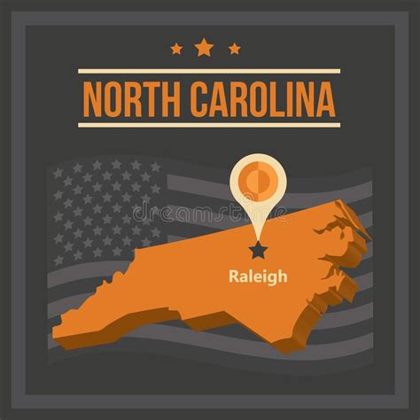 Map Of North Carolina State Vector Illustration Decorative Design