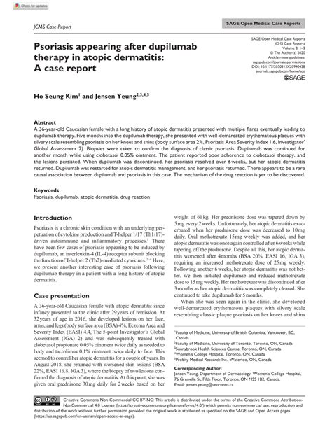 Pdf Psoriasis Appearing After Dupilumab Therapy In Atopic Dermatitis
