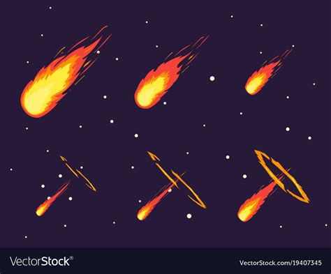 Cartoon Comet Effect Stages Set Royalty Free Vector Image