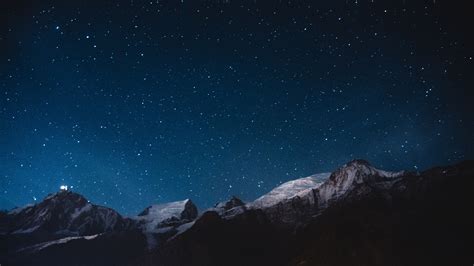 3840x2160 Wallpaper Starry Sky Mountains Night Star Photography