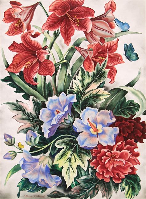 Vance Kirkland Untitled Still Life With Flowers And Butterflies For Sale At 1stdibs
