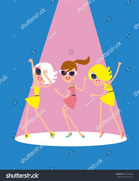 Fashion Style Girls Clubbing Dancing Spot Stock Vector Royalty Free