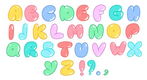 Alfabeto Multicolor En Estilo Burbuja Letras Y Símbolos Un Conjunto