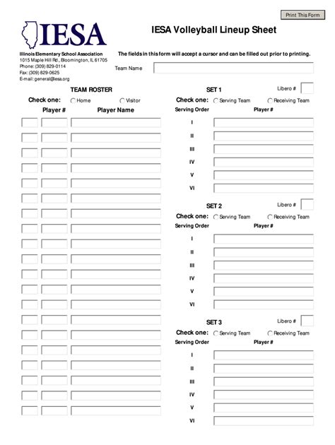 Iesa Volleyball Lineup Sheet Fill Online Printable